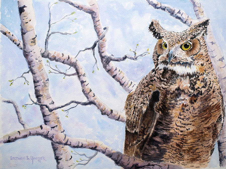 Great Horned Owl Painting By Stephen S Yaeger