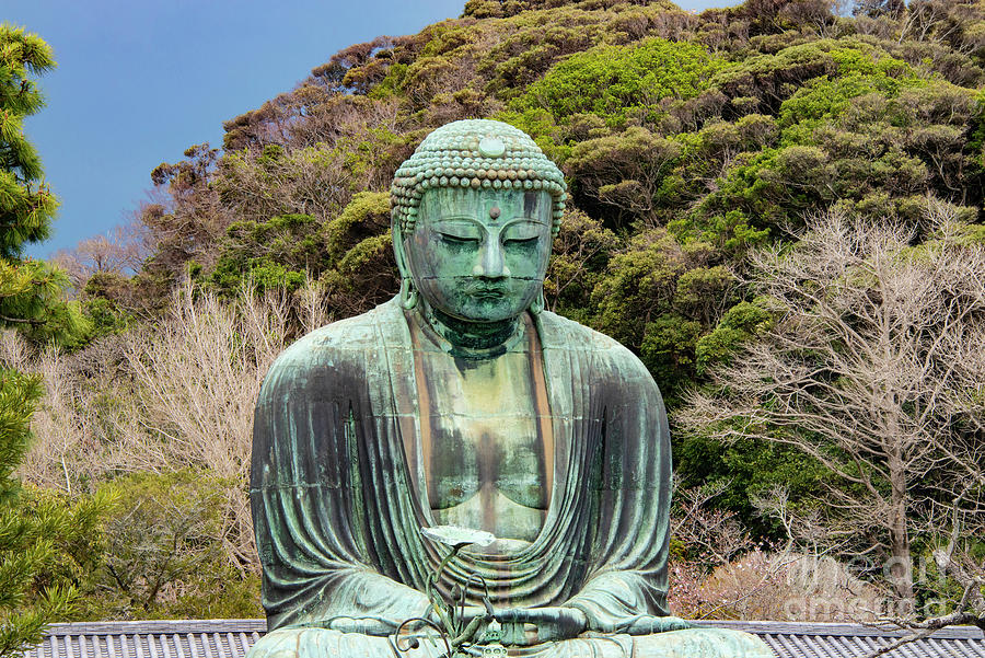 Landmark Photograph - Great Kamakura Buddha Meditating in the Garden by Bob Phillips