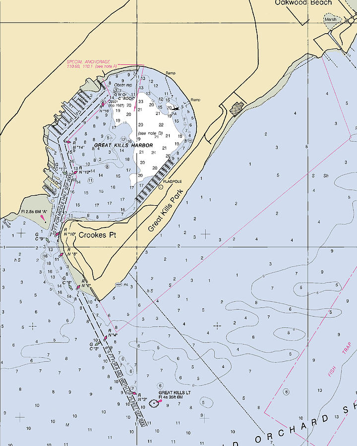 Great Kills Harbornew York Nautical Chart Mixed Media by Sea Koast