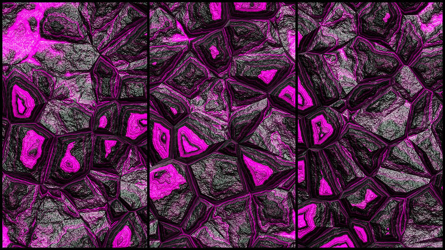 Great Magenta Wall Abstract Triptych Digital Art by Don Northup