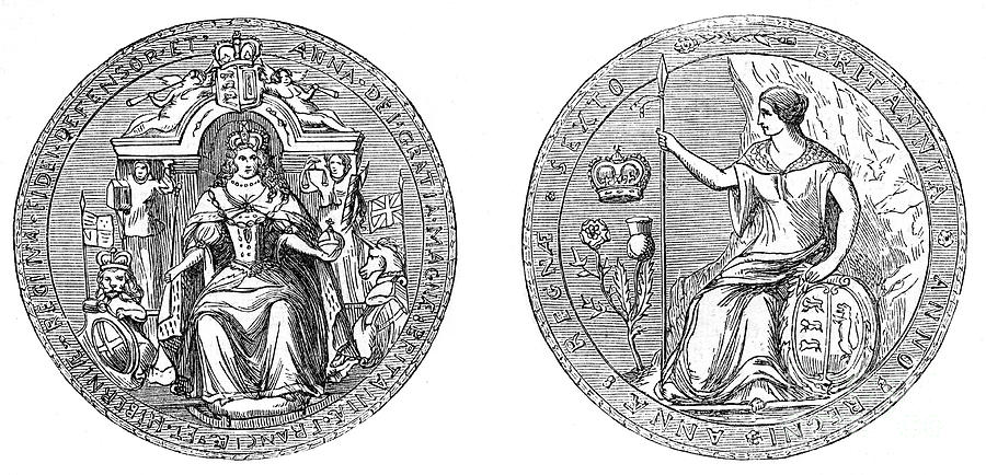 Great Seal Of Queen Ann Drawing by Print Collector
