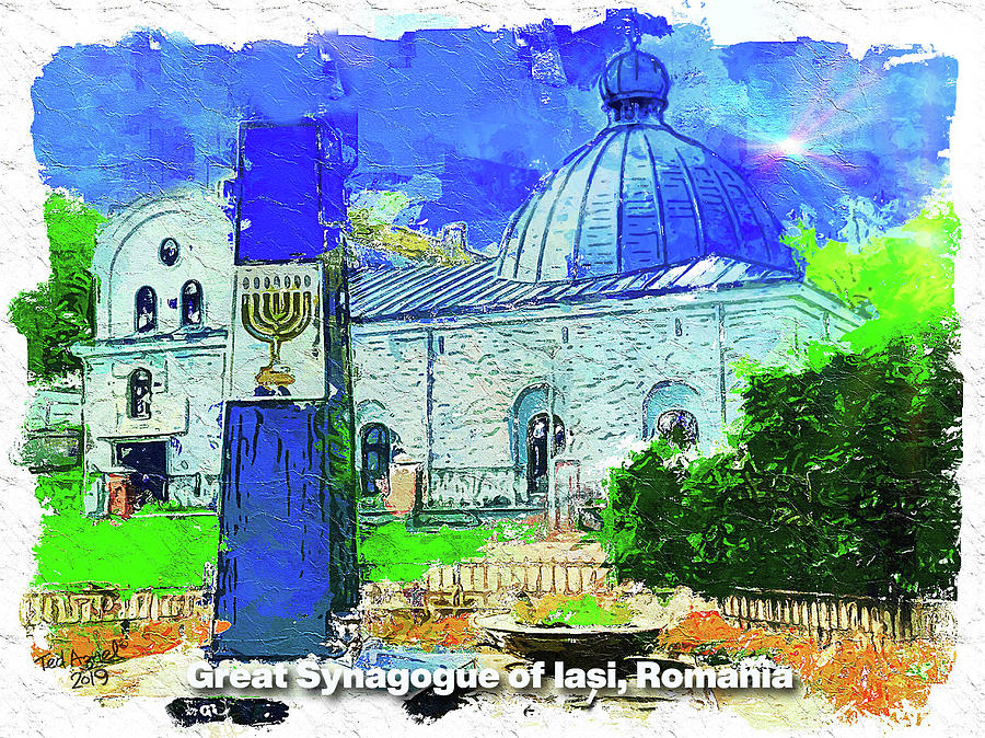 Landscape Digital Art - Great Synagogue, Iasi, Romania by Ted Azriel