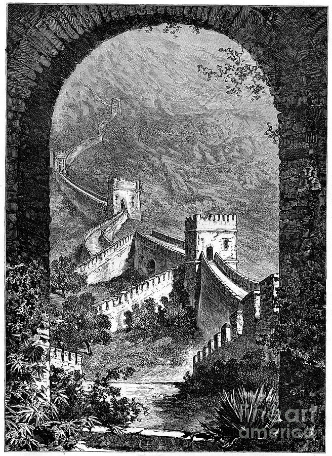 Great Wall Of China, 19th Century Drawing by Print Collector