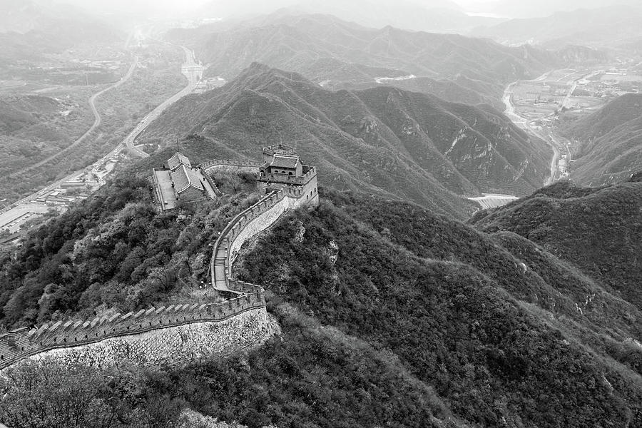 Great Wall of China, Monochrome Photograph by Aashish Vaidya