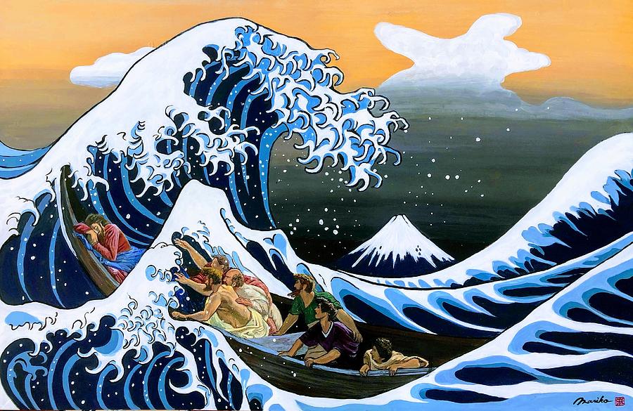Okinawa Great Wave Kanagawa Ocean Painting Japanese Gift Tote Bag