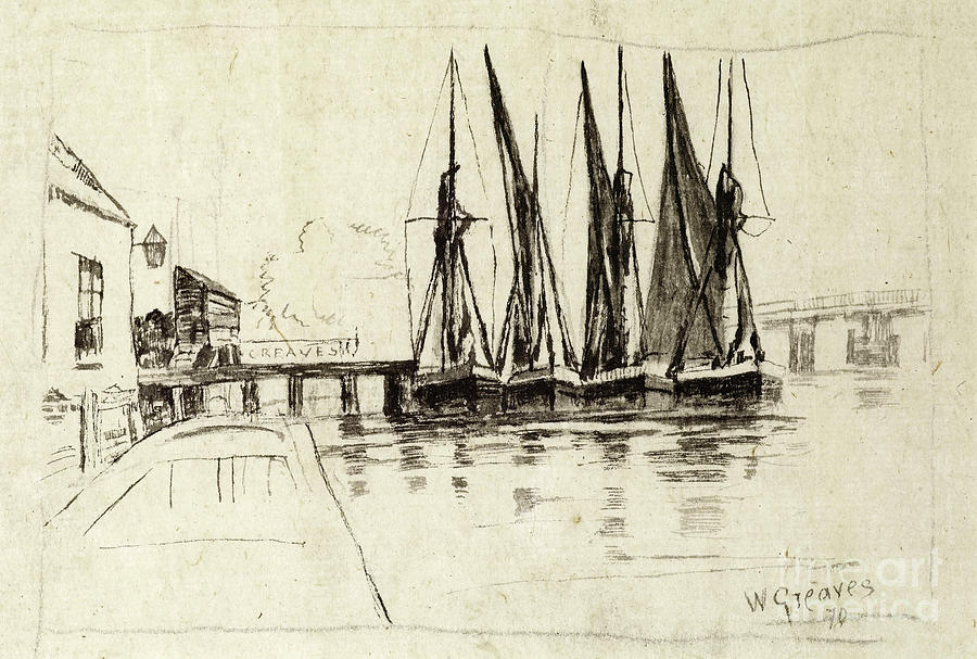 Boat Drawing - Greaves Boatyard, Lindsay Wharf, Chelsea, 1870 by Walter Greaves