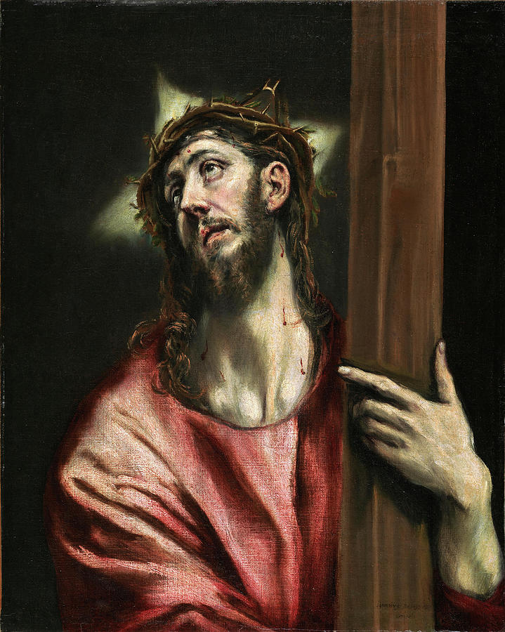 Greco -Domenikos Theotokopoulos- -Candia 1541 - Toledo 1614-. Christ with the Cross -ca. 1587 - 1... Painting by El Greco -1541-1614-