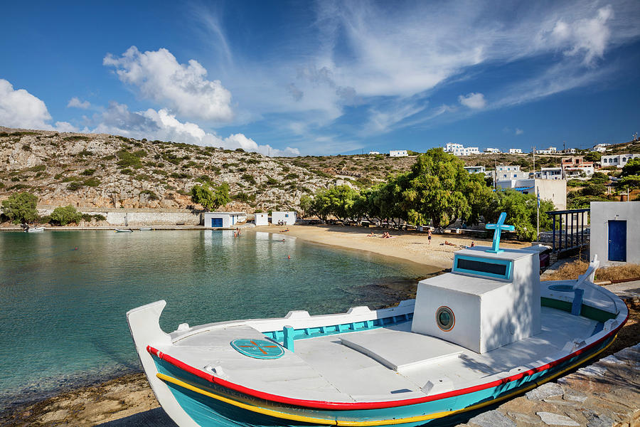 Greece, Aegean Islands, Cyclades, Mediterranean Sea, Aegean Sea, Greek Islands, Iraklia Island, Agios Georgios Beach Digital Art by Massimo Ripani