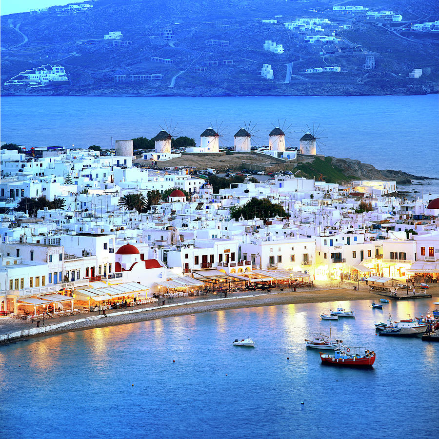 Greece, Aegean Islands, Cyclades, Mediterranean Sea, Aegean Sea, Greek  Islands, Mikonos Island, Harbor by Paolo Giocoso