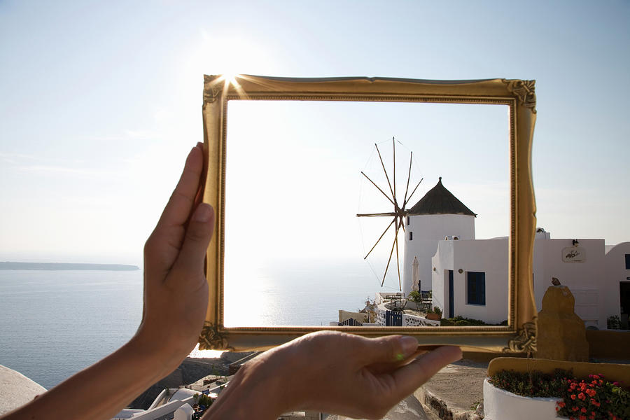 Greece, Cyclades, Santorini, Oia, Woman Photograph by Buena Vista Images