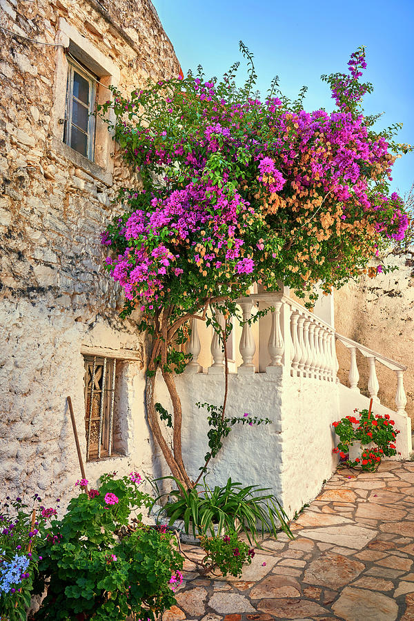 Greece, Ionian Islands, Corfu Island, Afionas Village Digital Art by Jan Wlodarczyk