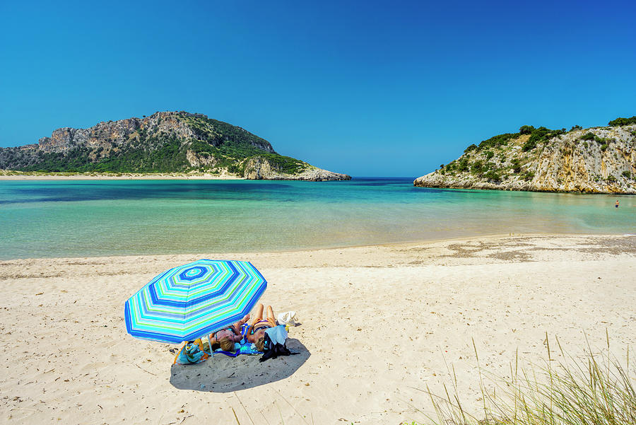 Greece, Peloponnese, Mediterranean Sea, Ionian Sea, Navarino Bay, Messinia, Voidokilia Beach Near Pylos, Messinia. Digital Art by Giorgio Filippini