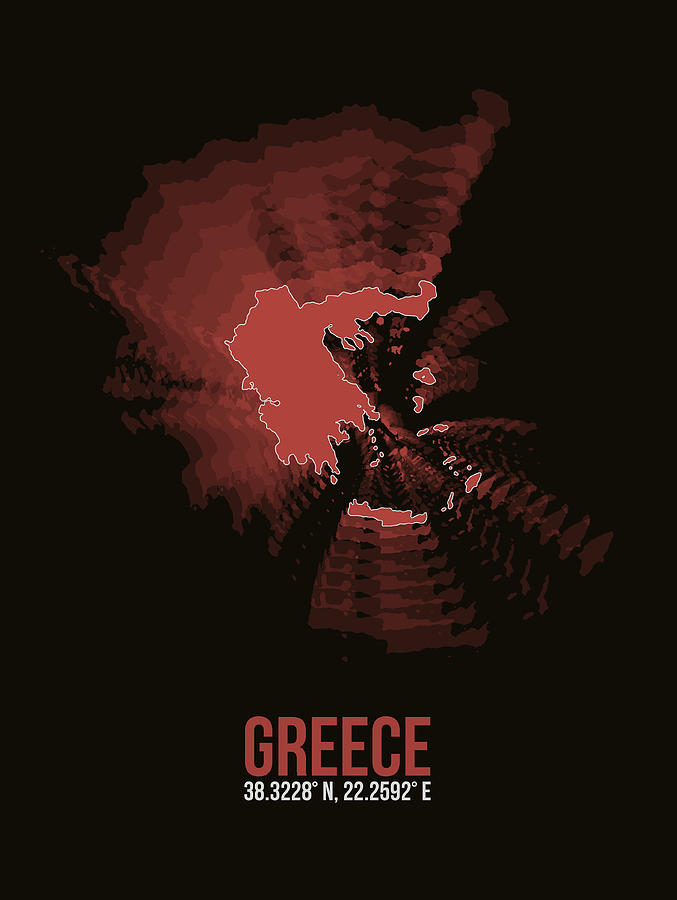 Greek Digital Art - Greece Radiant Map 3 by Naxart Studio Greek Digital Art - Greece Radiant Map 3 by Naxart Studio