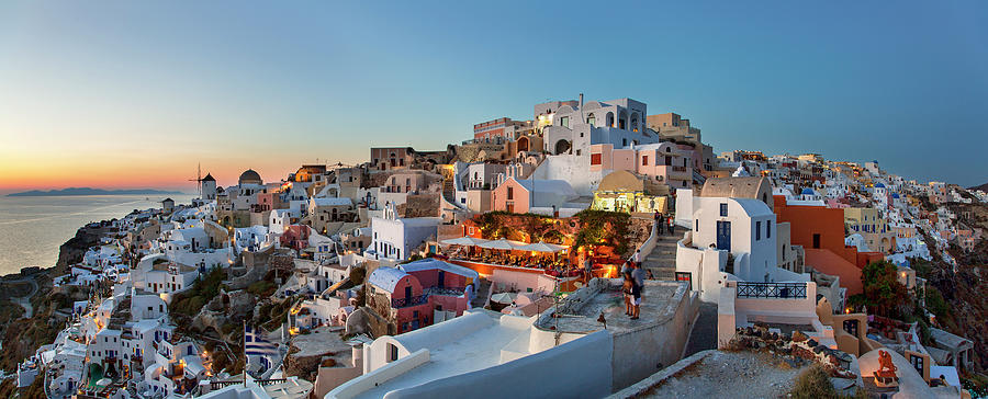 Greece, Santorini, Oia Town At Dusk Photograph by Sylvain Sonnet