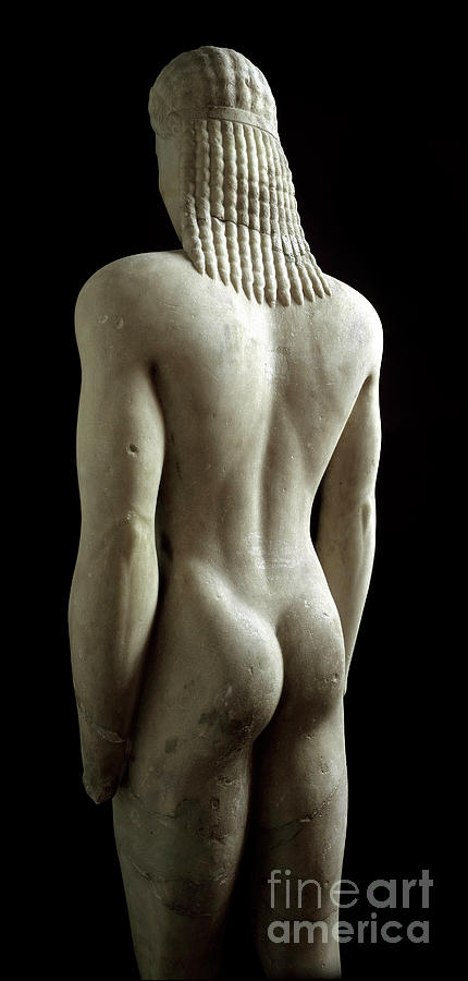 Greek Photograph - Greek Art, Statue Of Kouros, Sculpture Of Young Man Of The Archaic Period by Greek School