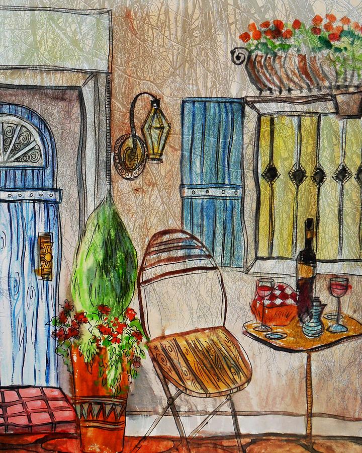 Greek Painting - Greek Cafe II by Danielle Harrington