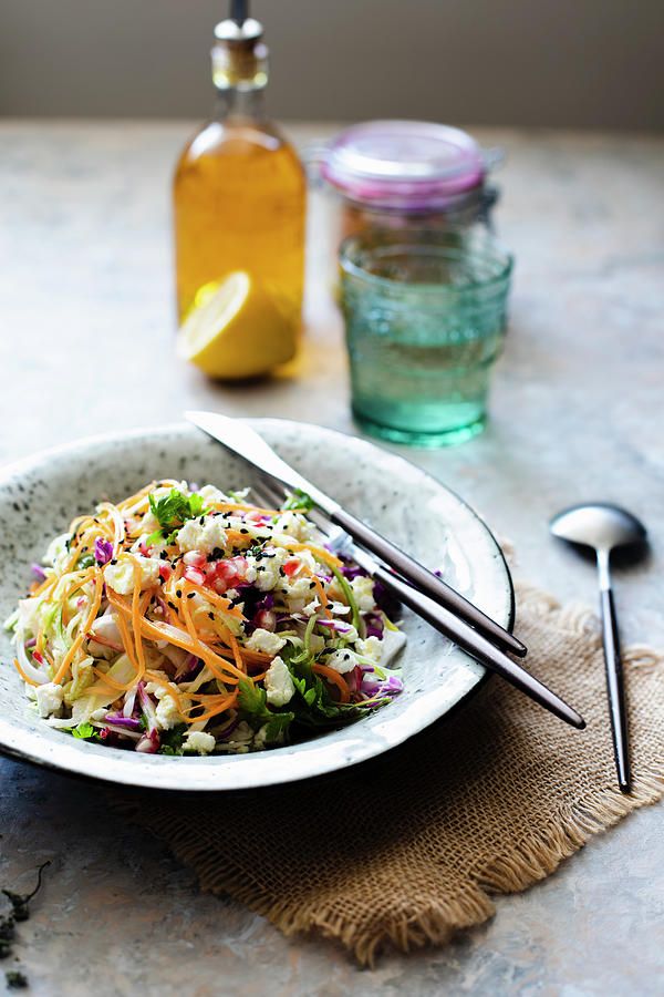 Greek Coleslaw With Feta Cheese Photograph by Lilia Jankowska