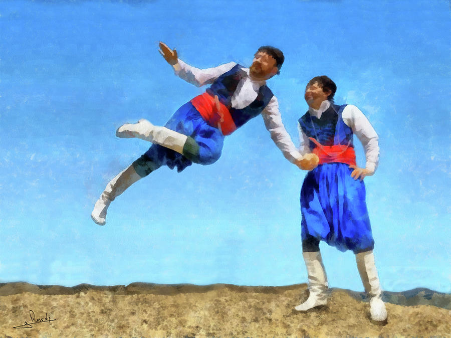 Greek dance Pentozali Painting by George Rossidis