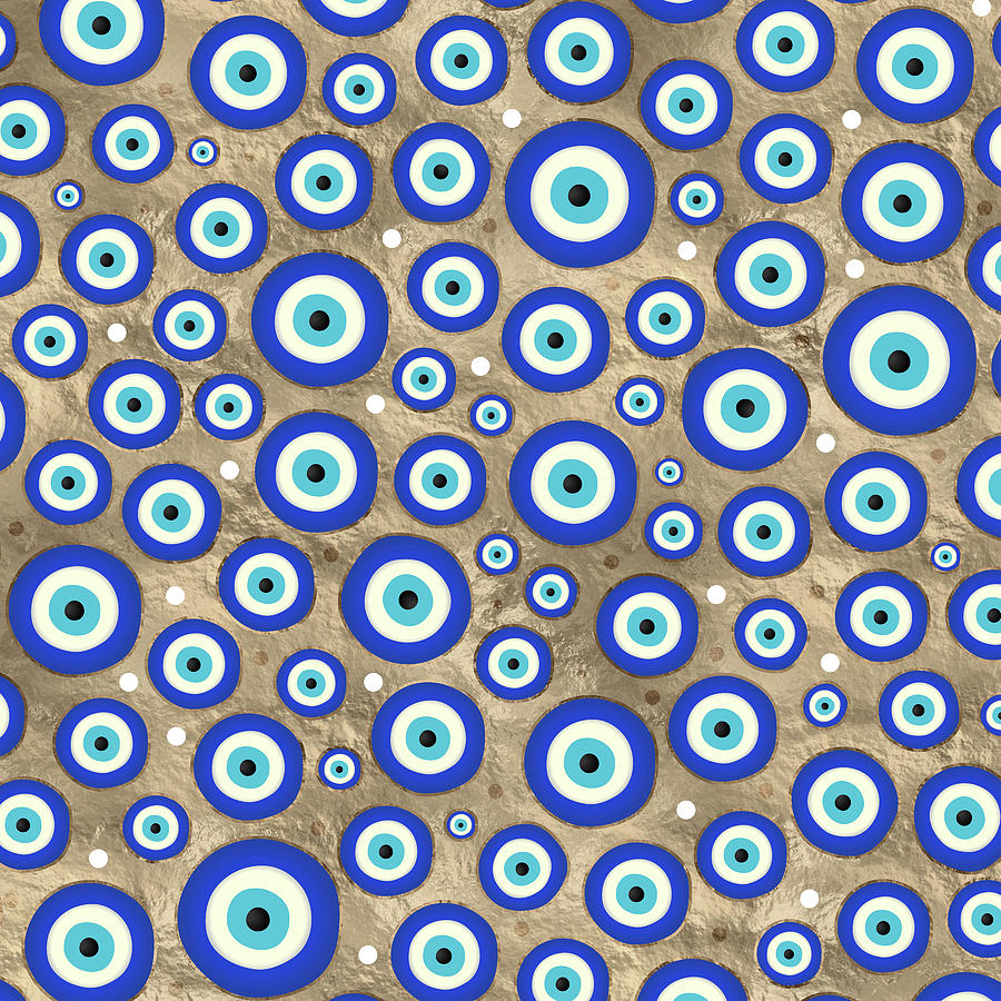 Greek Evil Eye pattern pastel gold background Digital Art by Lioudmila ...