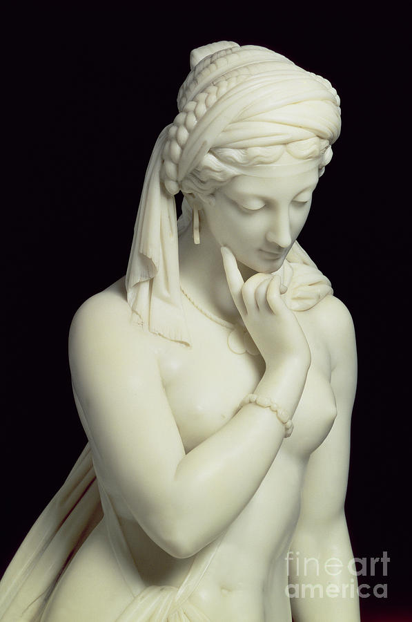 Nude Sculpture - Greek girl marble sculpture by Scipio Tadolini, 1875 by Scipio Tadolini