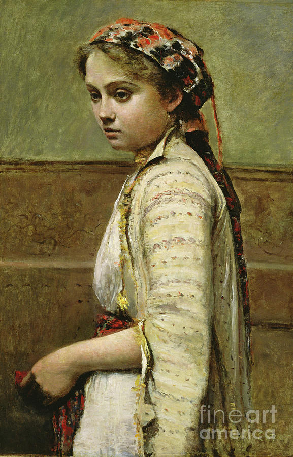 Greek Girl, Mlle. Dobigny, 1868-70 Painting by Jean Baptiste Camille Corot