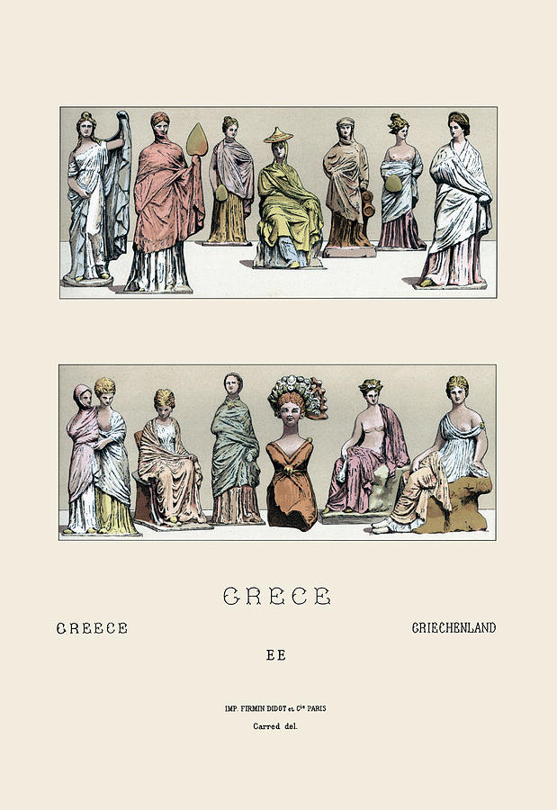 Greek Painting - Greek Ladies, According to Asian Figurines by Auguste Racinet