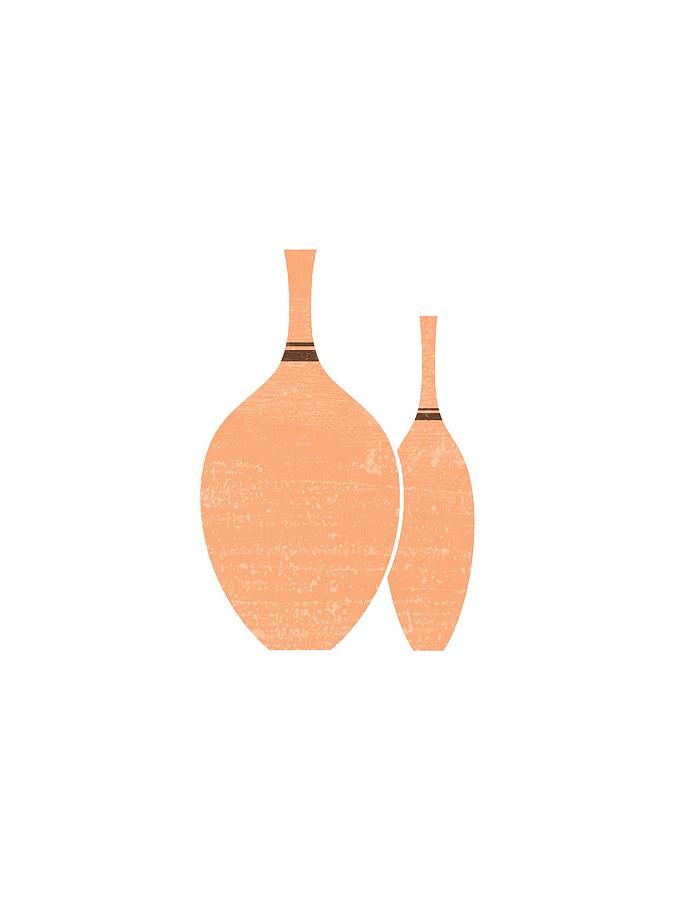 Greek Pottery 24 - Vases - Terracotta Series - Modern, Contemporary, Minimal Abstract - Sandy Brown Mixed Media