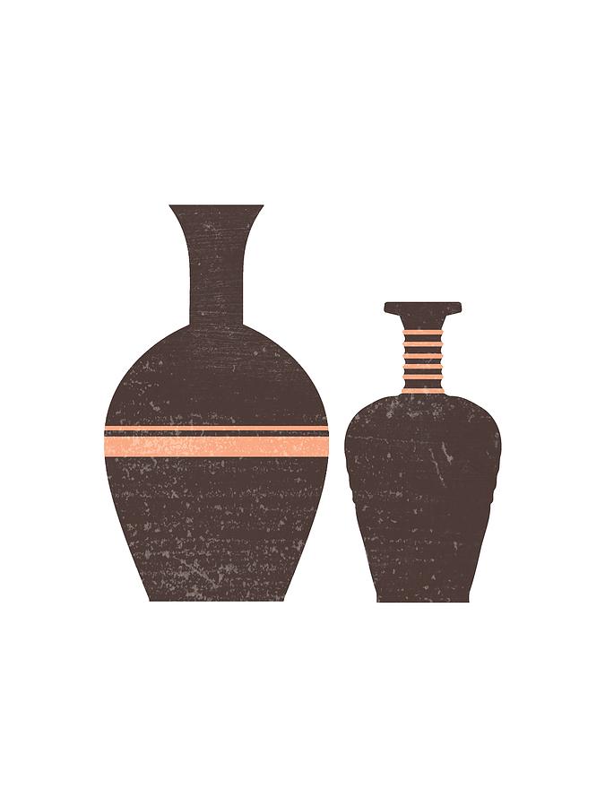 Greek Pottery 31 - Hydria - Terracotta Series - Modern, Contemporary, Minimal Abstract - Seal Brown Mixed Media