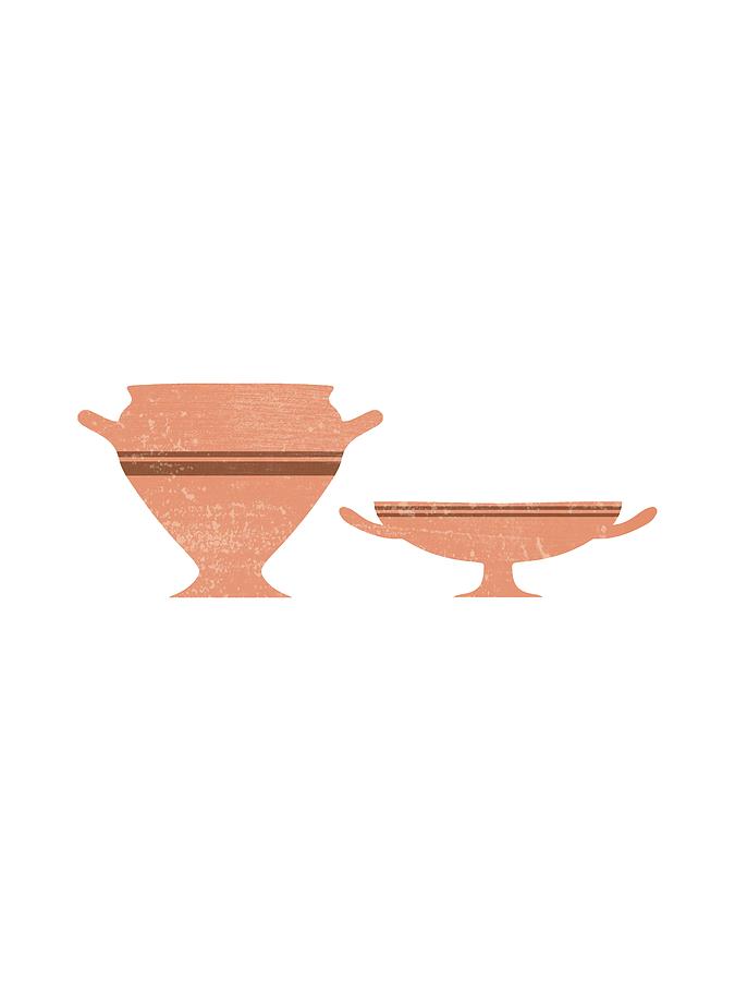 Greek Pottery 34 - Bell Krater, Kylix - Terracotta Series - Modern, Contemporary, Minimal Abstract Mixed Media by Studio Grafiikka