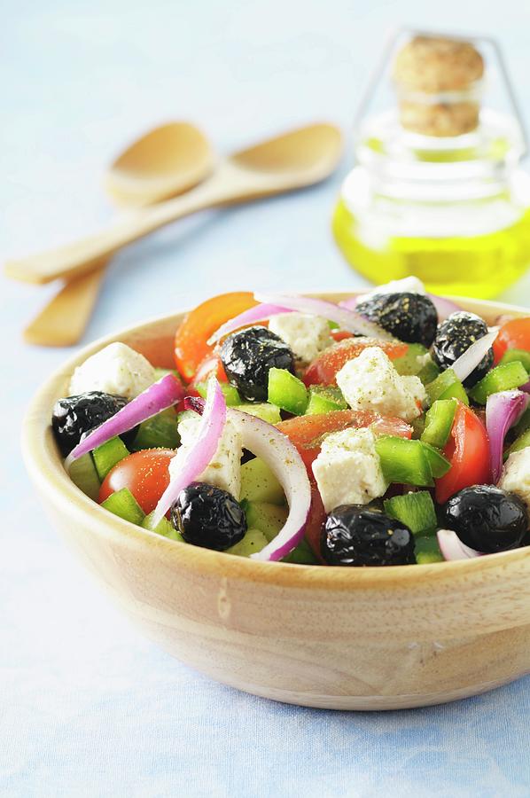 Greek Salad With Feta And Olives Photograph by Jean-christophe Riou