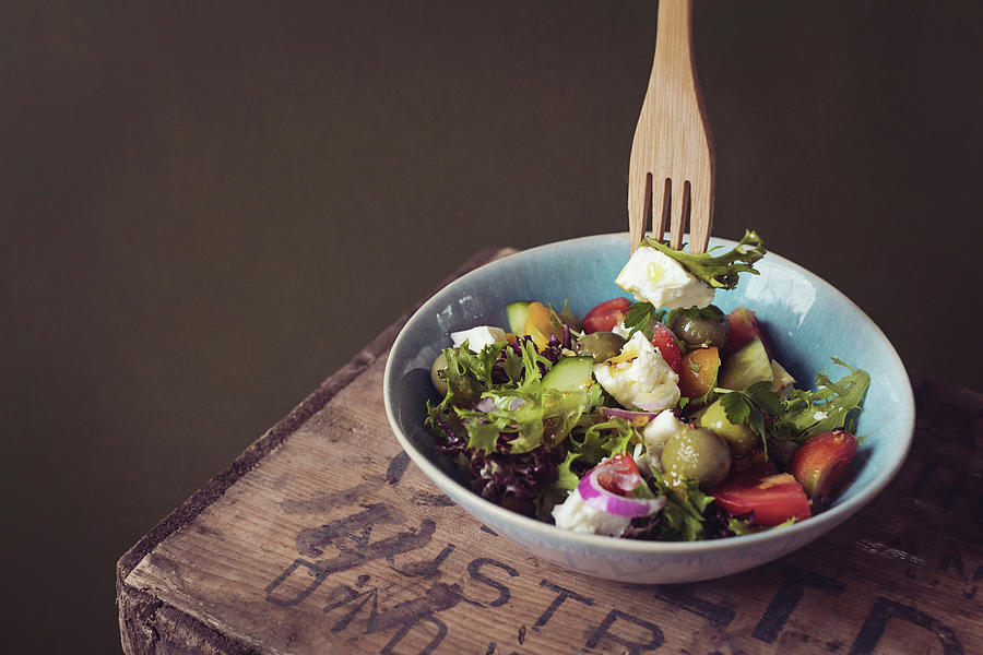 Greek Salad With Feta Cheese Photograph by Random Chair