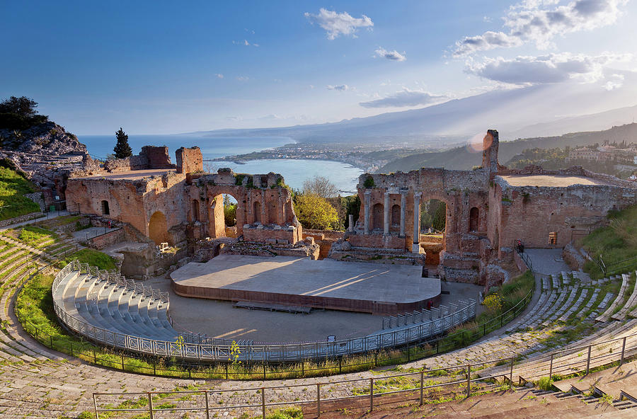 Greek Theatre, Taormina, Italy Digital Art by Giovanni Simeone