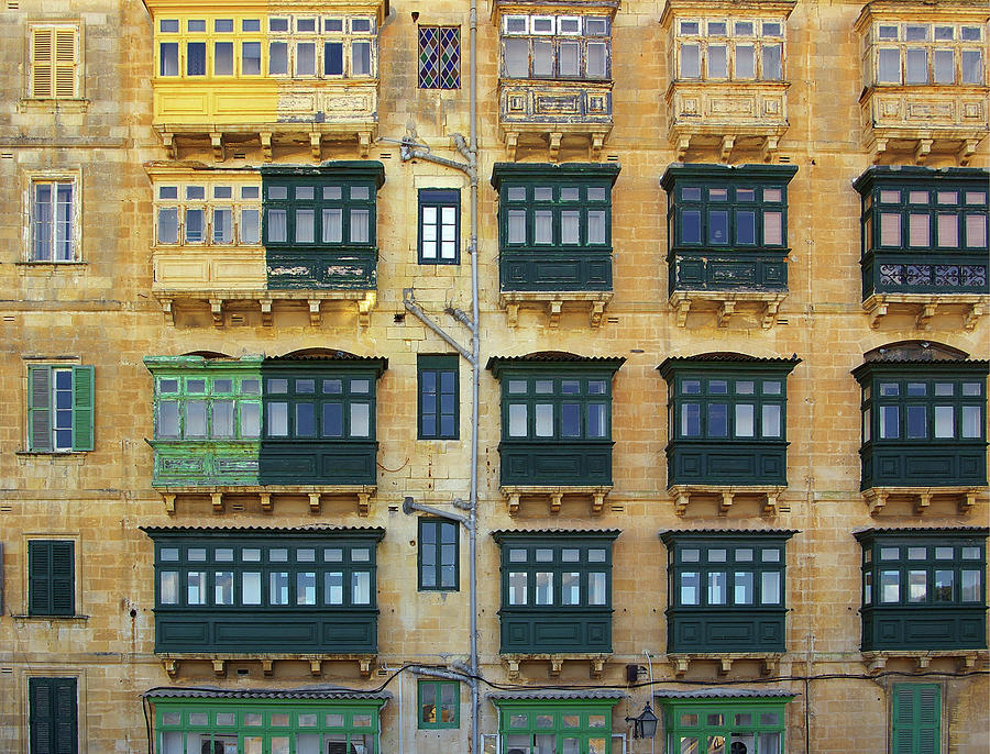 Green & Yellow Balconies Photograph by Karl Borg