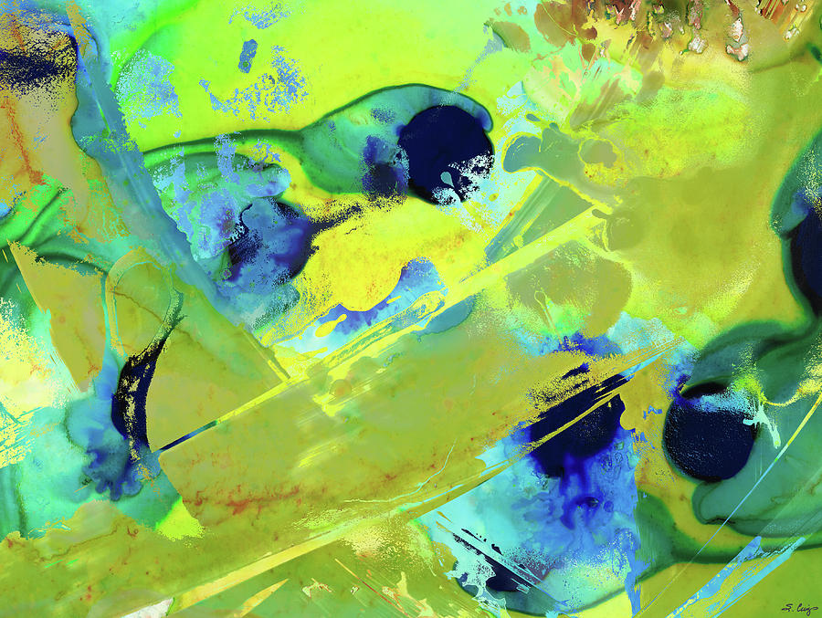 Green Abstract Art - New Energy - Sharon Cummings Painting by Sharon Cummings
