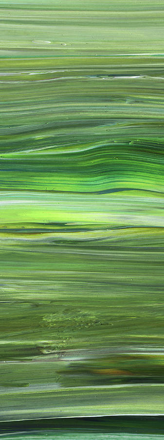 Green Abstract Meditative Brush Strokes III Painting by Irina Sztukowski