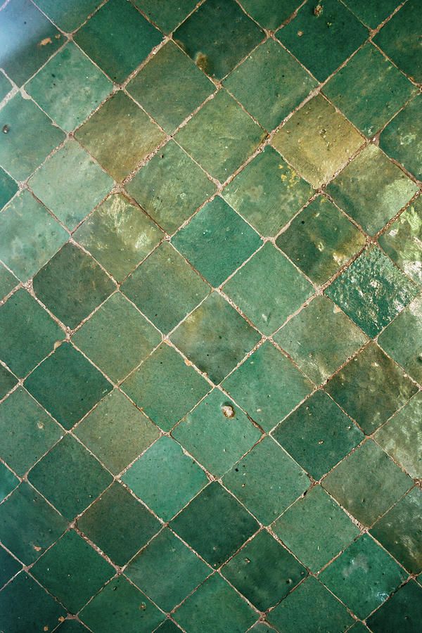 Pattern Photograph - Green Abstract Tile Pattern by Pati Photography