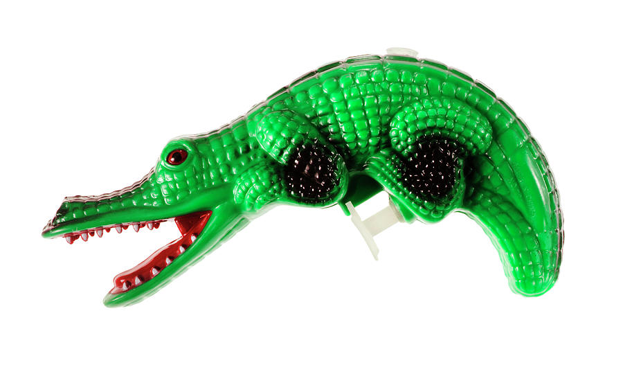 Alligator Drawing - Green Alligator Squirt Gun by CSA Images
