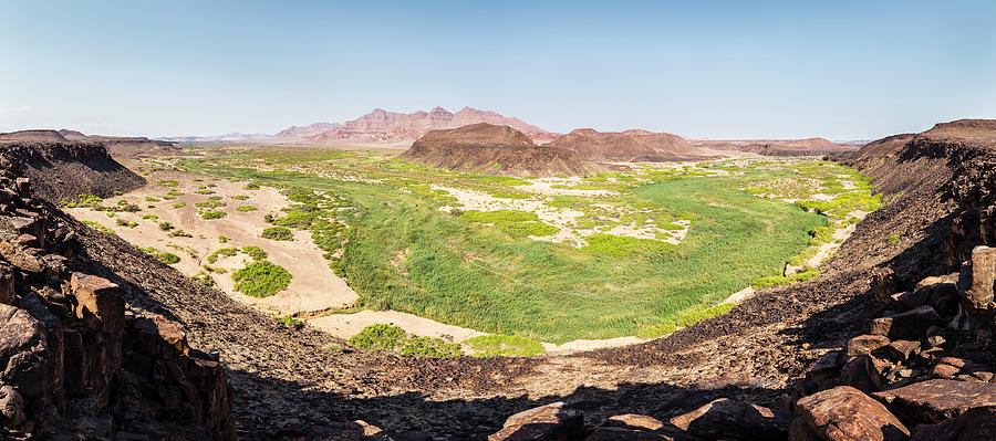 Green Amidst The Desert: Vegetation In A Bend Of The Huab River, Damaraland, Kunene, Namibia Photograph by Wilfried Feder