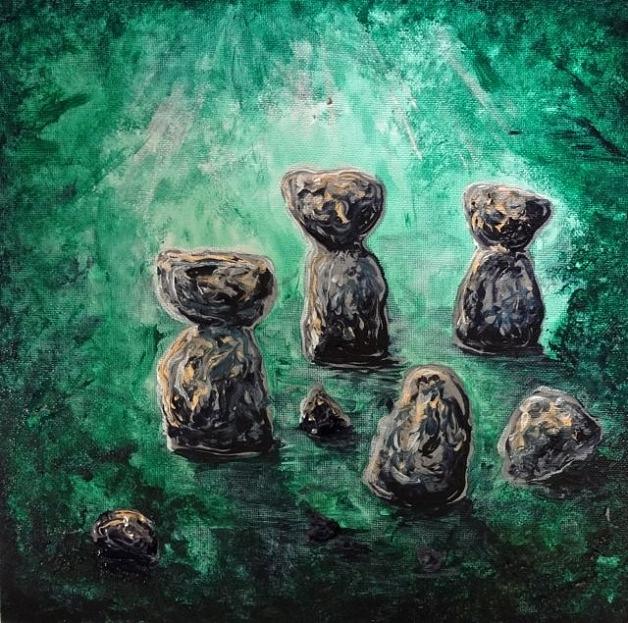 Green Ancient Latte Stone Site Painting by Michelle Pier