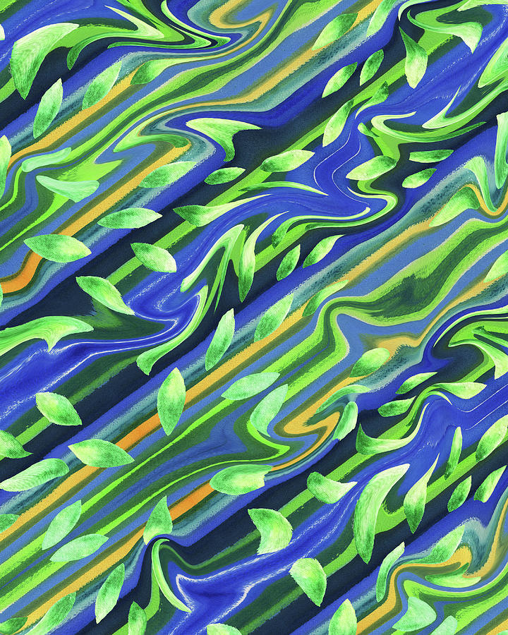 Green And Blue Organic Meditative Pattern II Painting by Irina Sztukowski