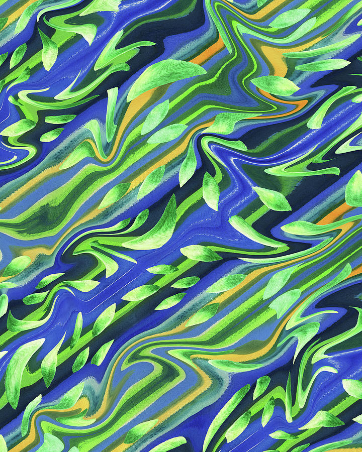 Green And Blue Organic Meditative Pattern IIi Painting
