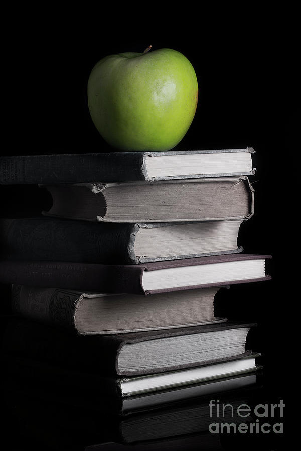 Green Apple And Books Photograph by Mike Eingle