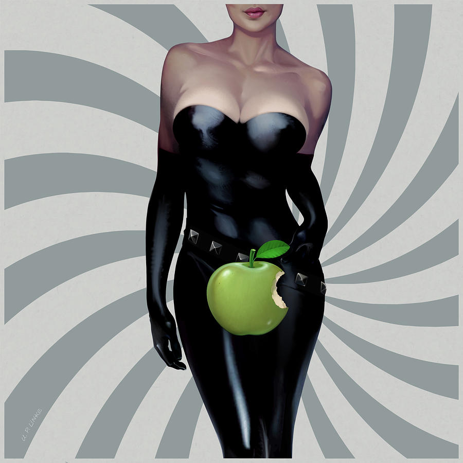 Green Apple Swirl Mixed Media by Udo Linke