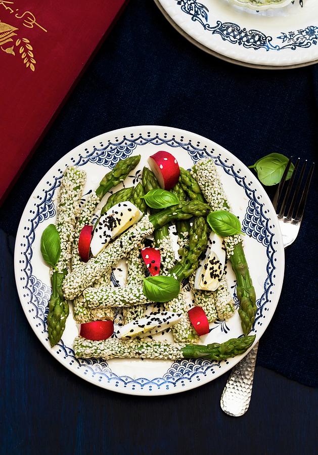 Green Asparagus With A Sesame Seed Crust Photograph by Adel Bekefi
