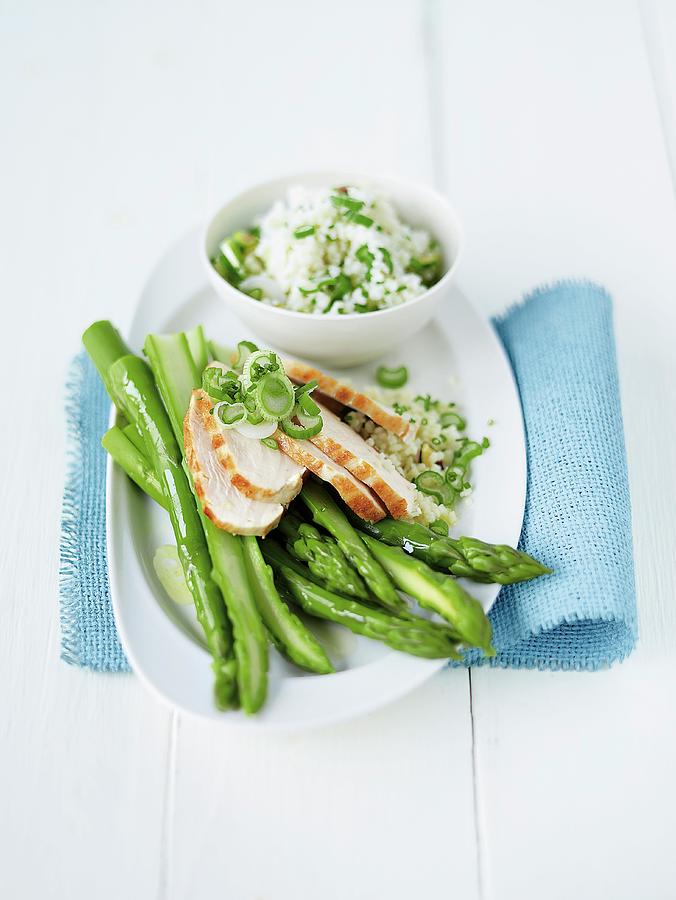 Green Asparagus With Chicken Breast Photograph by Jalag / Janne Peters