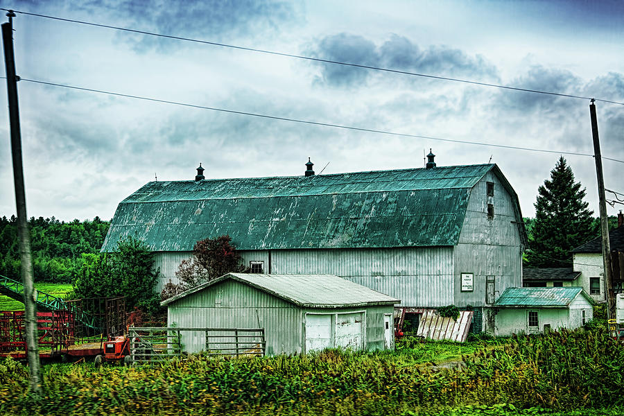 Fall Photograph - Green barn in Quebec by Tatiana Travelways