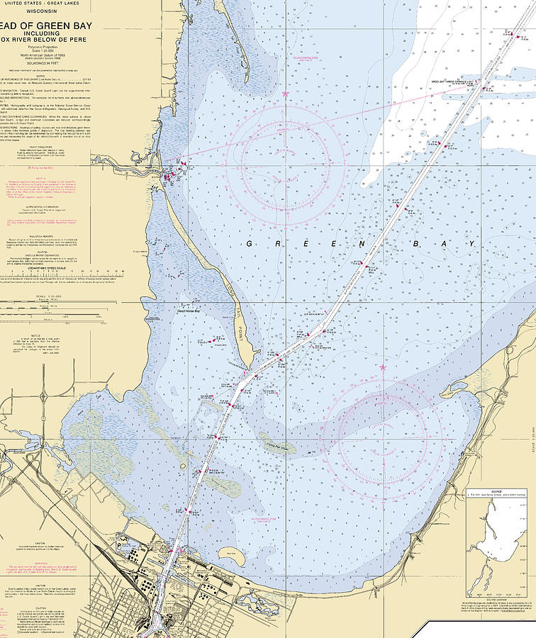 Green Bay-lake Michigan Nautical Chart Mixed Media by Sea Koast | Pixels