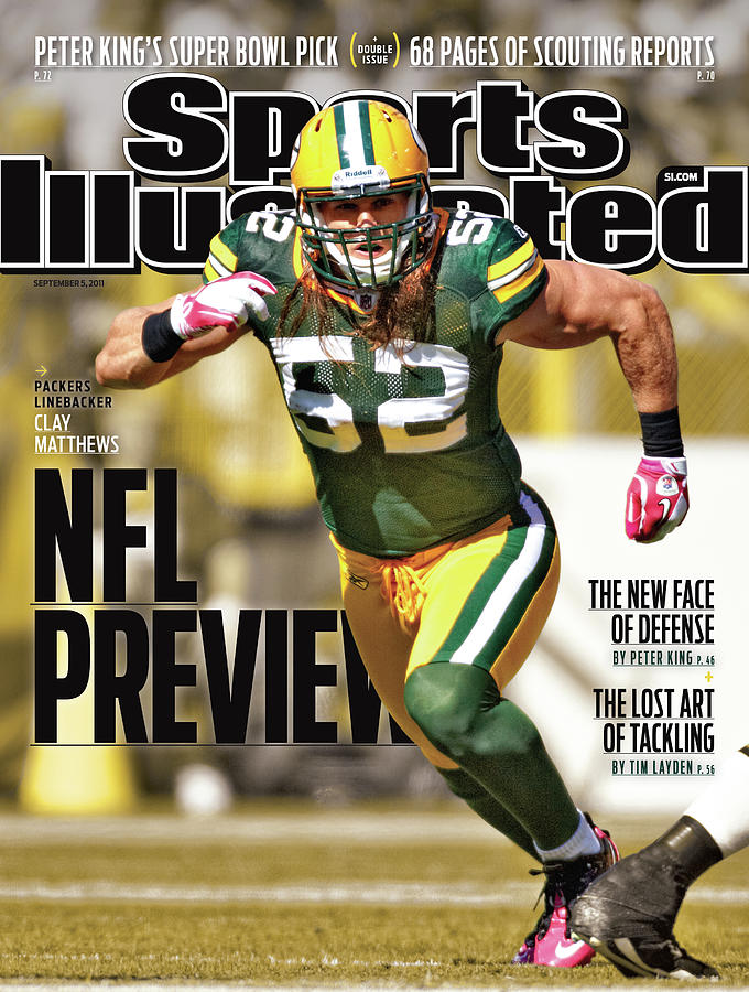 Green Bay Packers Clay Matthews, 2011 Nfl Football Preview Sports Illustrated Cover Photograph by Sports Illustrated