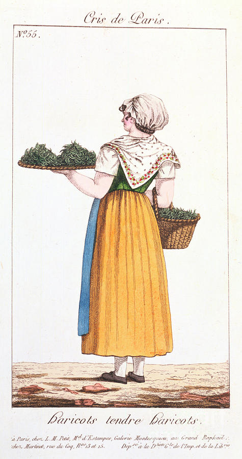 Green Bean Seller, 1826 Drawing by Print Collector