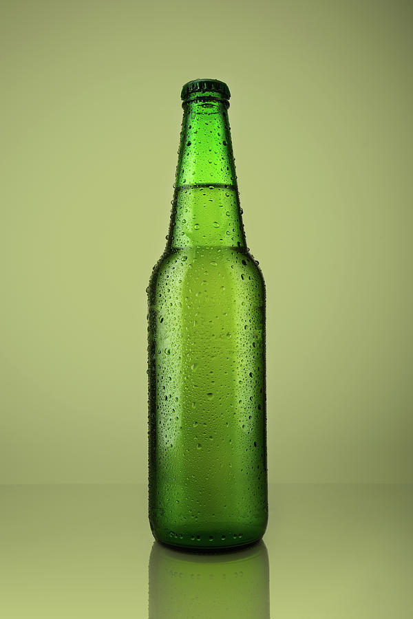 Green beer bottle. 